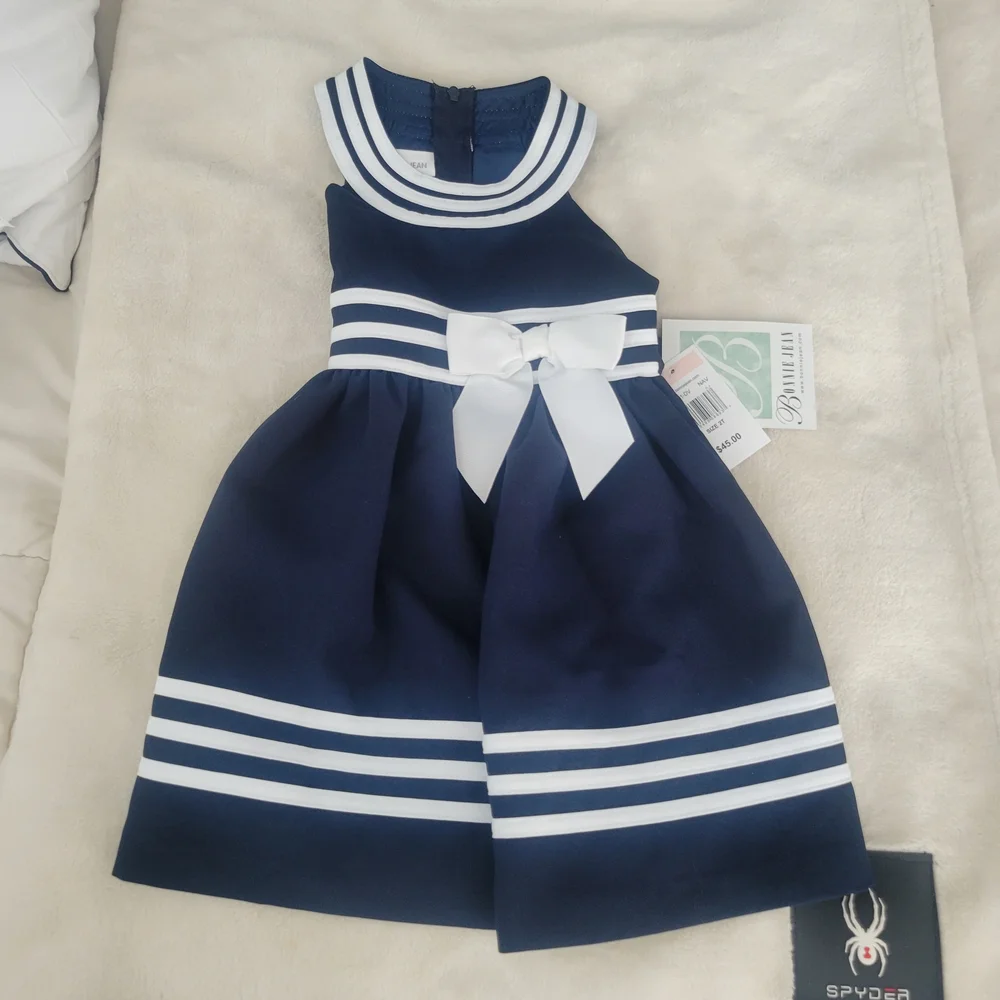 Bonnie Jean Navy and White Striped Dress - Picture 1 of 3